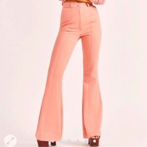 LoveShackFancy Meyerson pink flared pants size 00